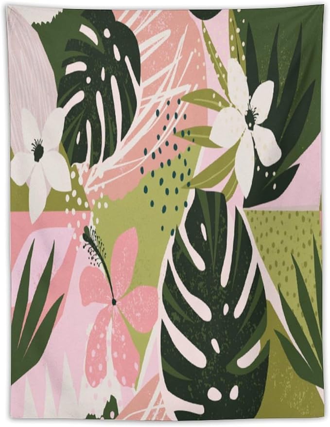 ICMOLYYENLO Tropical Green Plant Tapestry, Green Palm Leaves Natural Landscape Print Wall Tapestry for Bedroom Living Room Dormitory 60x60 Inch-Ruum Studio Home