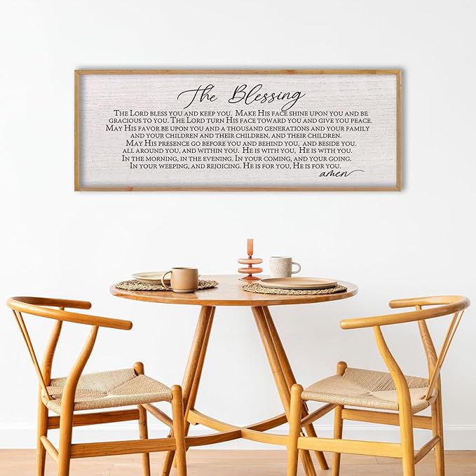 LuZhiQiang The Blessing Christian Song Lyrics Wall Decor 40''×15'' Scripture May The Lord Bless You Bible Verse Wall Art Sign (Wood)-Ruum Studio Home