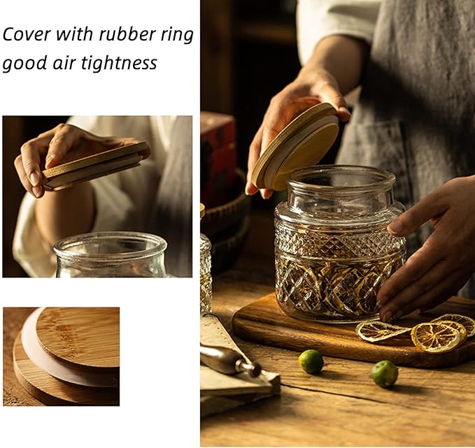 Glass Storage Jar, 38 FL OZ, Food Canisters with Bamboo Lid, Kitchen Containers Decorative Airtight Glass Jars For Cereal Nuts Snack Candy Cookies Coffee Tea-Ruum Studio Home