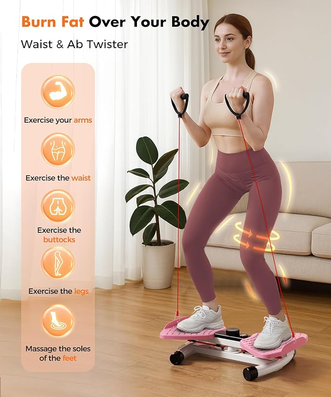 Waist Twisting Machine Fitness Tool, Ab Twister Board with the Smart LED Digital Monitor, 300LBS Capacity & 20dB Ultra-Quiet, Anti-Slip Home Gym Workout Equipment for Women Belly Fat-Ruum Studio Home