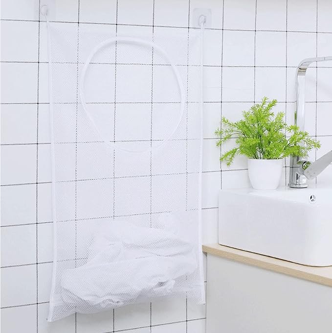 Resdenio Hanging Laundry Hamper Bag, Portable Laundry Bag, 30 x 20 Inch Large Foldable Wall Hanging Laundry Basket with 2 Adhesive Hooks for Dirty Clothes Organization and Storage-Ruum Studio Home