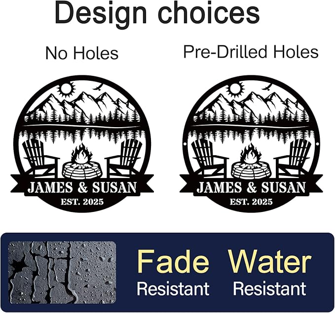 Personalized Camping Signs Custom Outdoor Campfire Metal Sign Custom Mountain Campfire Sign Family Name Sign Personalized Camping Gifts Fire Pit Cabin Campsite Sign(Campfire)-Ruum Studio Home