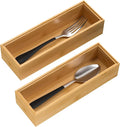 Silverware Tray for Drawer, Stackable Kitchen Bamboo Drawer Organizer 9" x 3" x 2" Set of 2-Ruum Studio Home