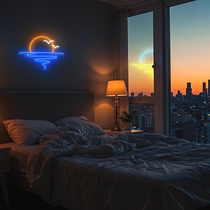 Sunset Sunrise Neon Sign for Wall Decor Dimmable LED Neon Light Sign for Beach Bedroom Living Room Wedding Bar Party Home Room Decor-Ruum Studio Home