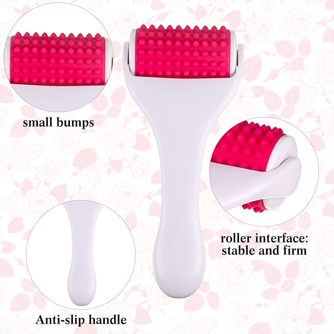 2 Pcs Muscle Roller Stick Fascia Body Cellulite Face Muscle Massage Roller Manual Massage Tools for Muscles Relief Neck Arm Back Leg Body Roller Deep Trigger Points Release Roller (White, Rosy)-Ruum Studio Home
