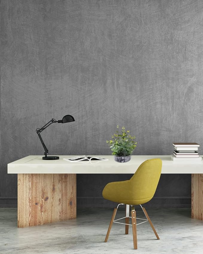 Artificial Plants Potted Real Looking Small Faux Plant with Rustic Black Cement Planter for Kitchen Office Desk Bookshelf Decor (Eucalyptus Plant)-Ruum Studio Home