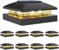 VOLISUN 4x4 Solar Post Cap Light 8pack,Solar Fence - Cap Lights Outdoor Waterproof for Wooden/Vinyl Post,Black Deck Post Cap Light Solar Powered with Warm White for Garden/Patio/Porch-Ruum Studio Home