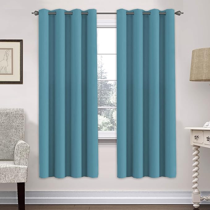H.VERSAILTEX Ultra Soft Microfiber Thermal Insulated Antique Copper Grommet Blackout Curtains/Window Treatment Draperies 52 by 72 - Inch for Living Room/Bedroom,Set of 2 - Storm Blue-Ruum Studio Home