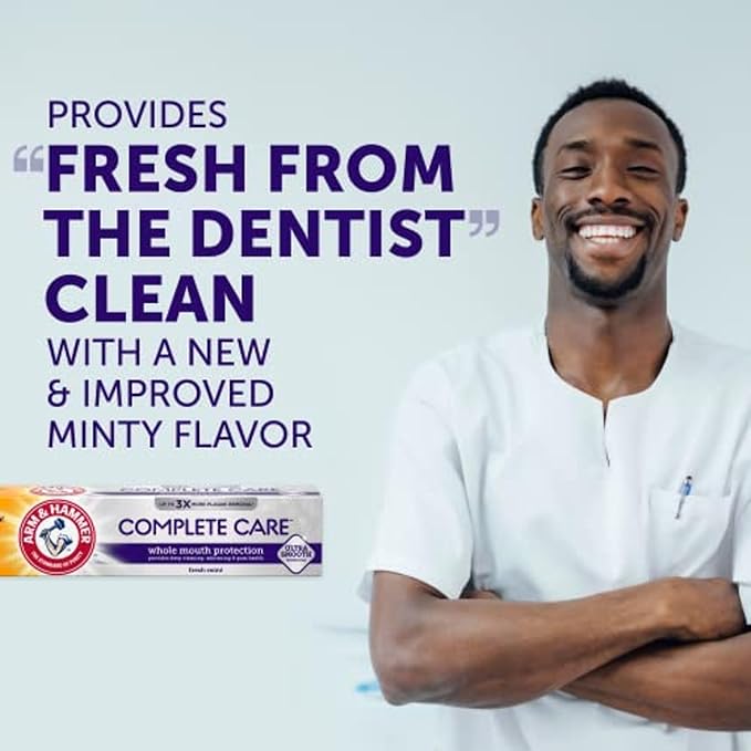 ARM & HAMMER Complete Care Toothpaste, Teeth Whitening Toothpaste with Baking Soda, Fluoride, Whole Mouth Protection, Fresh Mint Flavor, 6.0 oz (Pack of 4)-Ruum Studio Home