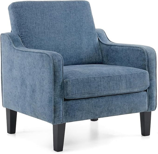 VINGLI Mid Century Modern Accent Chair,Navy Blue Chenille Chairs for Living Room Upholstered Armchair with Scooped Arms for Bedroom,Apartment,Studio,Office,Waiting Room-Ruum Studio Home