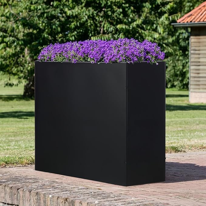 SUNNYPARK Large Metal Planter Box 32”x 12”x 24”, Rectangular Modern Black Metal Planter Box Heavy Duty with Drainage Holes for Outdoor Garden Patio-Ruum Studio Home