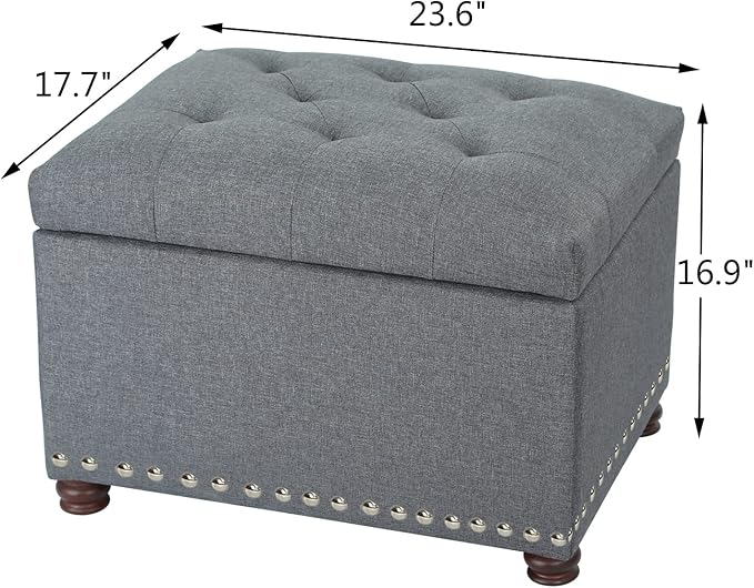 Joveco Storage Ottoman Bench Rectangular Fabric Organization Foot Rest, 24 Inch Modern Tufted Bedroom Foot Stool and Seat for Entryway, Bedroom, Living Room-Ruum Studio Home