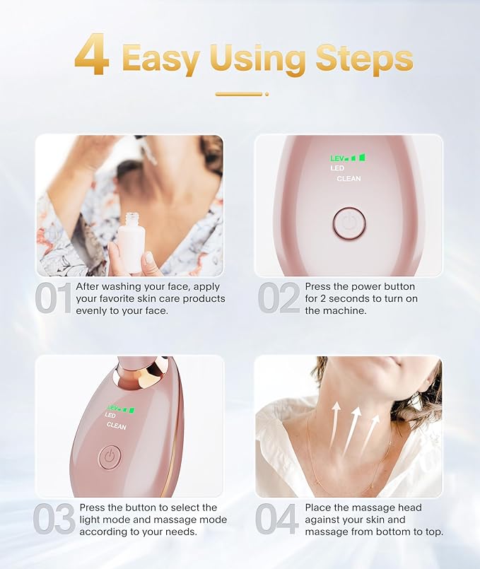 7-in-1 Deplux Face Neck Massager for Daily Skin Care Routine, Portable Facial Massager, Skin Care Tool, Rose Gold-Ruum Studio Home