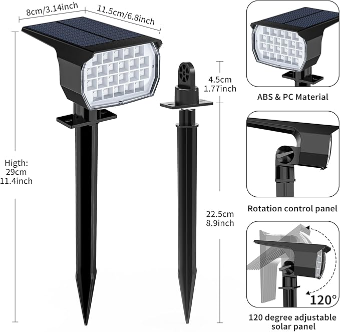 Solar Spot Lights Outdoor Color Changing, [7 Mode/12 Pack] Christmas Landscape Spotlights, Solar Lights Outdoor Waterproof, Led Powered Flood Light for Outside Pathway Yard Garden Tree Walkway-Ruum Studio Home