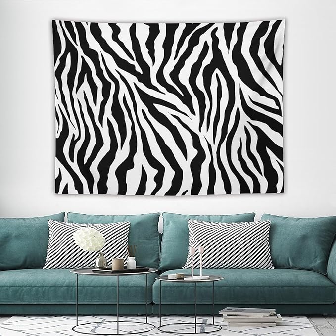 HZOHNAGO Zebra Print Tapestry Nature Wild Animals Black and White Stripe Printed Wall Tapestry Painting Wall Hanging for Bedroom Living Room Dorm 80" W x 60" H-Ruum Studio Home