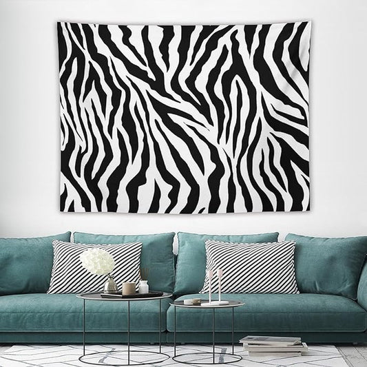 HZOHNAGO Zebra Print Tapestry Nature Wild Animals Black and White Stripe Printed Wall Tapestry Painting Wall Hanging for Bedroom Living Room Dorm 80" W x 60" H-Ruum Studio Home