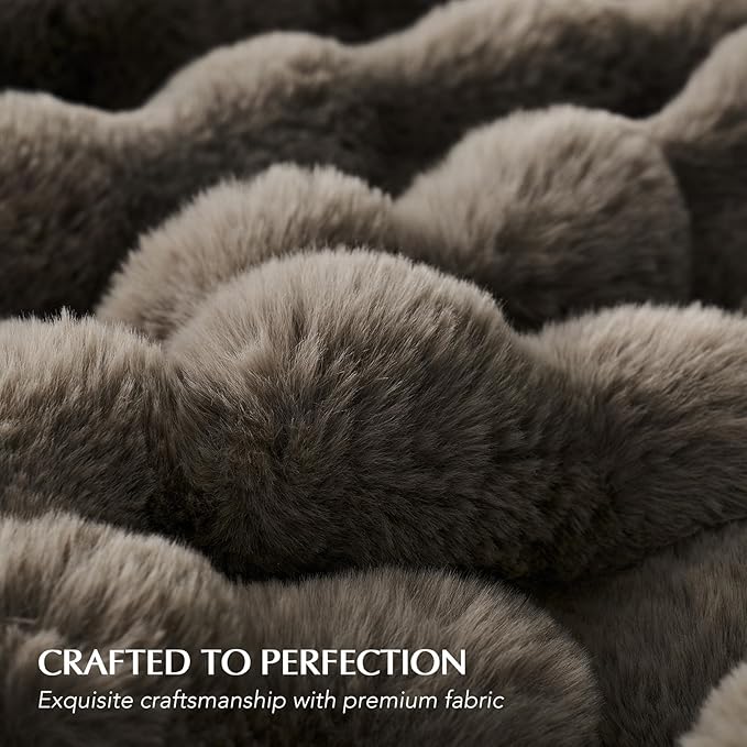 EVERGRACE Ultra Soft Luxury Fluffy Faux Rabbit Fur Throw Blanket, Thick Warm Fuzzy Blankets for Bed, Cozy Plush Reversible Blanket for Couch, Chair, Sofa, Dark Taupe, 60x80 Inches, 870 GSM-Ruum Studio Home