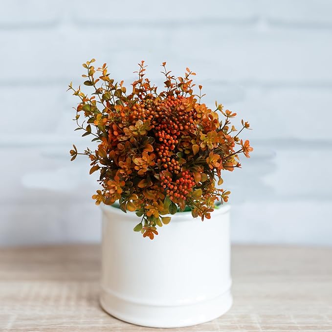 Artificial Fall Flowers Mums Outdoor - 6 Bundles Fake Plants No Fade Faux Plastic Greenery Shrubs for Home Indoor Kitchen Garden Porch Patio Decoration Thanksgiving Wedding Party Fireplace(Type A)-Ruum Studio Home