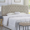 24KF Upholstered Tufted Button Linen Fabric Headboard,Comfortable Fashional Headboard King/CA King Size,Linen-Ruum Studio Home