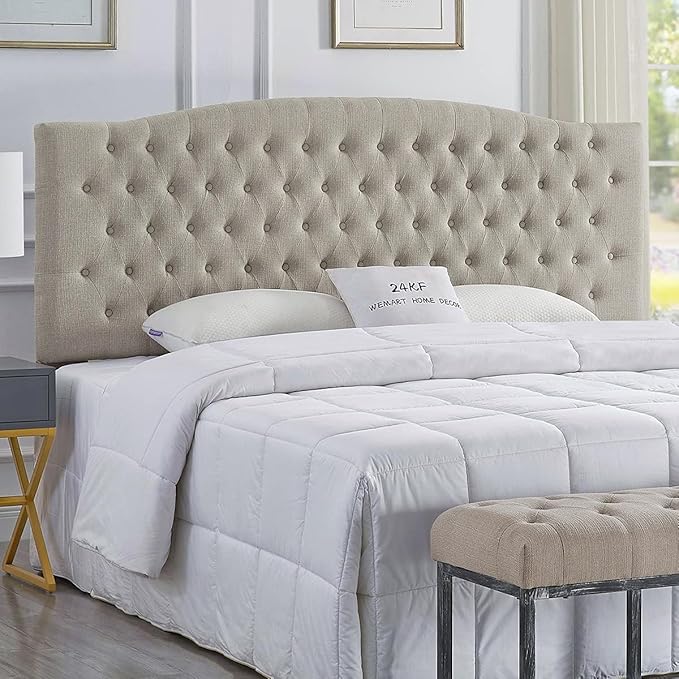 24KF Upholstered Tufted Button Linen Fabric Headboard,Comfortable Fashional Headboard King/CA King Size,Linen-Ruum Studio Home