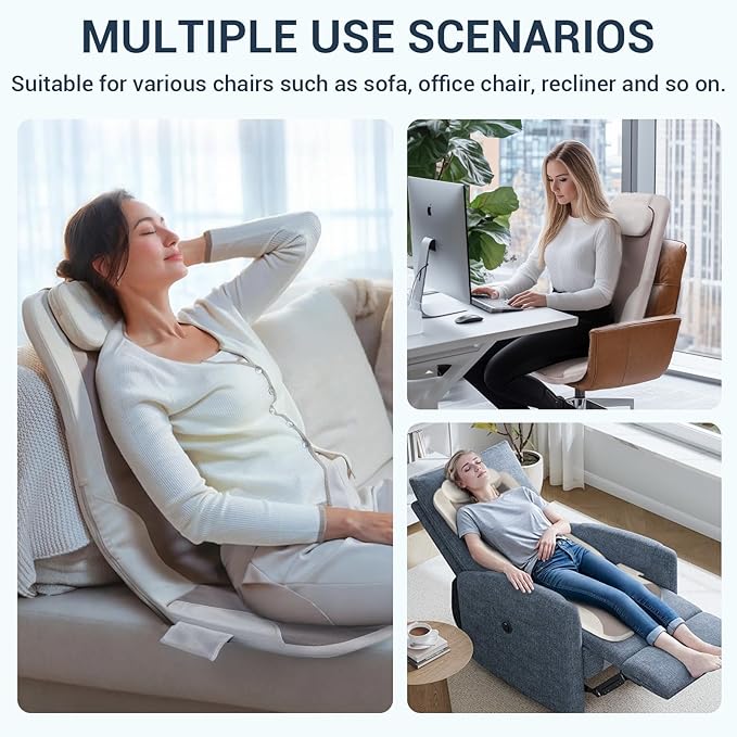 Mynt FSA HSA Eligible Foldable Back Massager, Chair Massager with Soothing Heat, Flexible Massage Chair Pad with Soft S-Curve Longer Track Adjustable Pillow for Diverse Body Contours, FSA/HSA Approved-Ruum Studio Home
