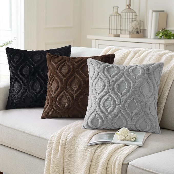 decorUhome Throw Pillow Covers 12x20 Inch Set of 2, Soft Plush Decorative Faux Fur Dark Brown Solid Couch Pillow Covers, Accent Farmhouse Neutral Lumbar Euro Pillow Cases for Sofa Bed Living Room-Ruum Studio Home