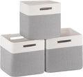 OIAHOMY Cube Storage Basket, 3-Pack Woven Cotton Rope Baskets for Storage, 11-Inch Cube Basket with Handles, Great for Shelves, Closets, Children's Toy Storage and Organization-White & Grey-Ruum Studio Home