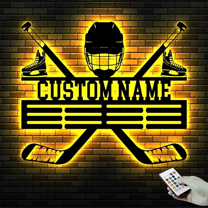 Custom Hockey LED Wall Sign - Personalized Skate & Goalie Mask Neon Light Custom Name Sign, Hockey Decor for Boys Room, Man Cave, Locker Room, Players, Coaches, Sports Fans-Ruum Studio Home