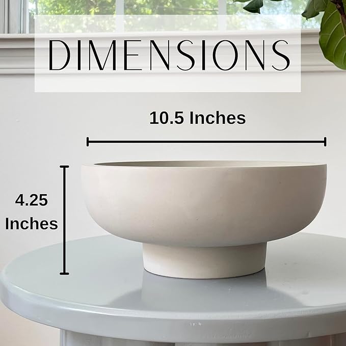 OAKOA Concrete Fruit Bowl for Kitchen Counter - Large Decorative Bowls for Home Decor - Modern Key Bowl for Entryway Table - Pedestal Bowl for Keys-Ruum Studio Home
