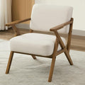Mid-Century Modern Chair Upholstered Lounge Arm Chair with Solid Wood Frame Thicker Cushion for Living Room, Reading, Balcony, Beige Linen-Ruum Studio Home