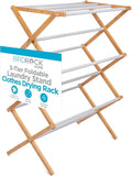 BirdRock Home Wooden Clothes Drying Rack | 3-Tier Foldable Bamboo Laundry Stand | Water-Resistant, Fully Assembled, Collapsible Indoor/Outdoor Dryer for Hanging Clothes | Grey-Ruum Studio Home