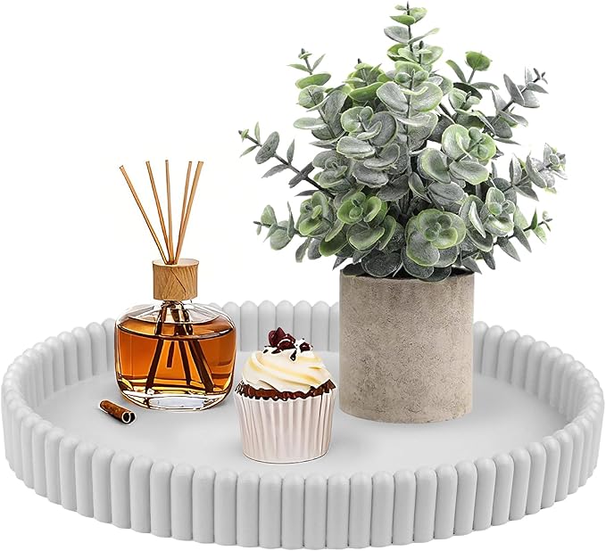 11.8in Decorative Tray for Coffee Table Decor- Modern Oval Concrete Tray for Home Decor- Minimalist Handcrafted Centerpieces Tray for Living Room, Kitchen Dining Table, Entryway (Gray)-Ruum Studio Home