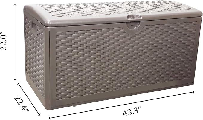 80 Plus Gallon Outdoor Storage Box, Waterproof Resin Deck Box Outdoor Storage Bin for Patio, Poolside, and Garden, Lockable & UV-Resistant, Ideal for Small Spaces, Brown-Ruum Studio Home