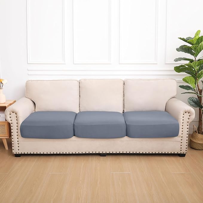 hyha Waterproof Couch Cushion Covers, Stretch Sofa Couch Seat Slipcover for Dog Washable, Non-Slip Waterproof Outdoor Cushion Covers for Patio Furniture Replacement (3 Pieces, Grey)-Ruum Studio Home