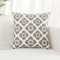 HWY 50 Grey Gray Decorative Throw Pillow Covers 18x18 Inch (1 Piece), Embroidered Cotton Farmhouse Cushion Cover Pillow Case for Sofa Couch Living Room Bed, Geometric Diamond Floral-Ruum Studio Home