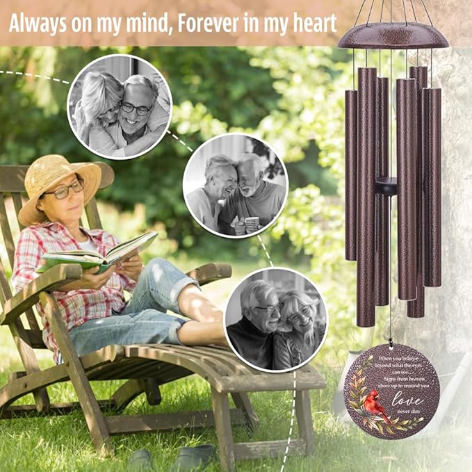 Personalized Sympathy Wind Chimes, Memorial Wind Chimes in Memory of a Loved One Gifts,Gifts for Who Loss of Dad, Mom,Brother, Friends, Sympathy Gift Baskets Home Decor Outdoor Garden Patio-Ruum Studio Home