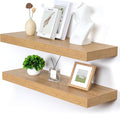 Deep Floating Shelves for Wall, 35.4W x 11.6D Rustic Large Wall Shelves Set of 2, 11.6 Inch Deep Oak Shelves 35.4 Inches Long, Bookshelf Laundry Shelf TV Shelf-Ruum Studio Home