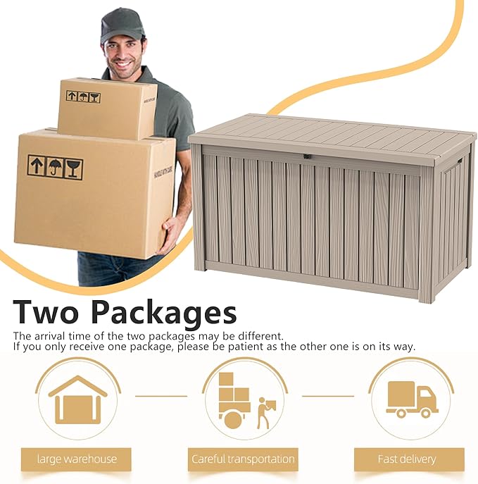 DRATO 180 Gallon Deck Box, Waterproof Resin Large Outdoor Storgae Box for Patio Furniture, Patio Cushions, Gardening Tools, Pool and Sports Supplies, Lockable-Ruum Studio Home