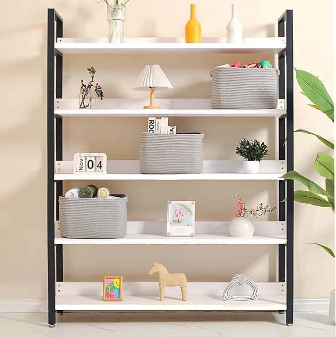 Storage Baskets for Organizing Shelves, Woven Cotton Rope Bins for Baby Nursery Organization, Book Toy Towel Organizer, 15"x11"x9.5", 3 Packs, Grey-Ruum Studio Home