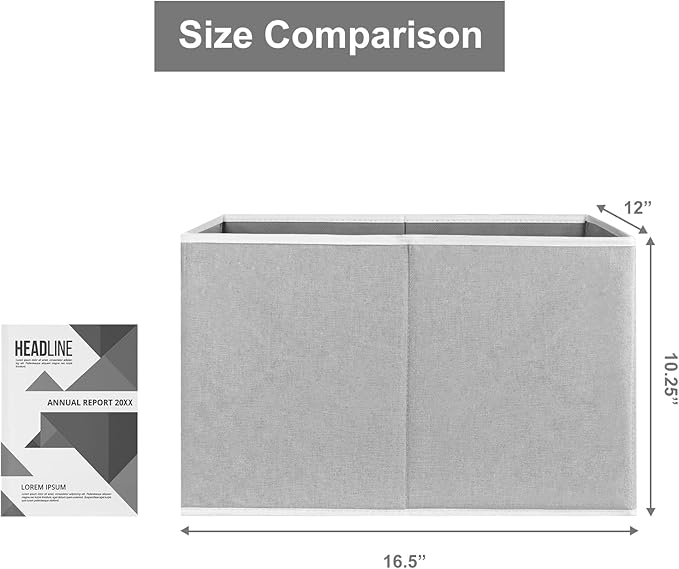 Closet Storage Bins, Fabric Closet Organizers and Storage Basket for Shelves, Collapsible Shelf Baskets for Organizing Shelves, Bedroom Clothes Basket, Gray, 3 Pack-Ruum Studio Home