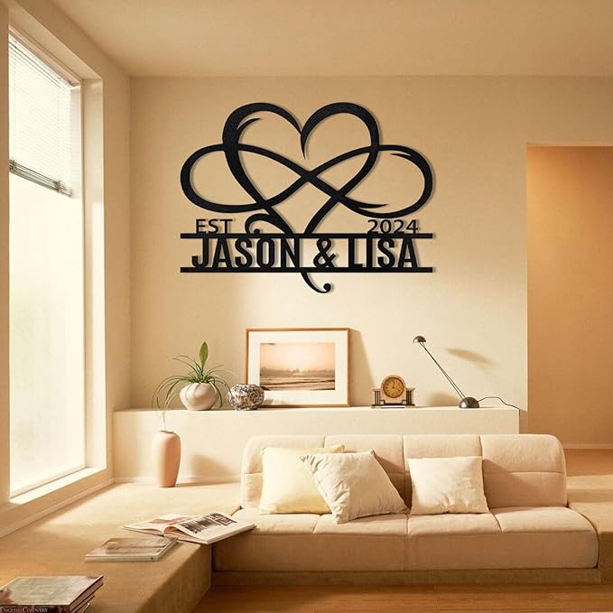Metal Signs Customized, Infinity Heart Wall Decor, Custom Couple's Name Sign, Personalized Wedding Sign for Couples 2025, Unique Infinity Heart Metal Art, Valentines Day Gift, Home Decor Gift-Ruum Studio Home