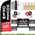 44 Pcs Open House Signs for Real Estate, Double Sided Open House Flag Kit, 7.6 x 5.4 Ft Black Banner Flag Poles Set for Outside, Directional Arrows Sign Stakes Balloons for Open House Supplies-Ruum Studio Home