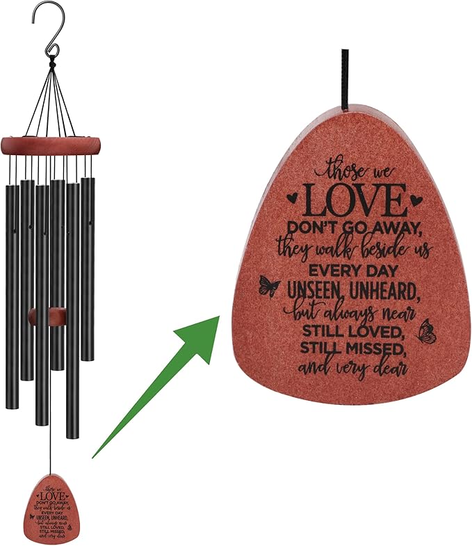 Memgift Memorial Wind Chimes for Outside – Sympathy Gift for Loss of Loved One, Outdoor Keepsake in Memory of Dad Mom Daughter Son-Ruum Studio Home