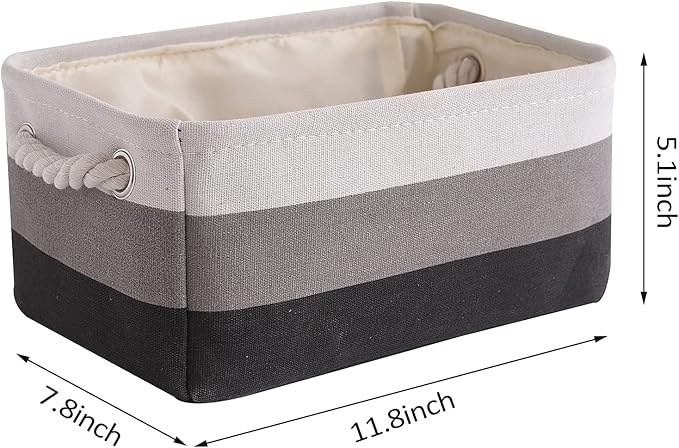 TcaFmac Small Fabric Storage Baskets for Organizing [6 Pack] Closet Storage Bin Foldable Storage Baskets for Shelf Canvas Storage Bins Decorative Basket with Handles(Gradient Gray,12" L×8" W×5" H)-Ruum Studio Home