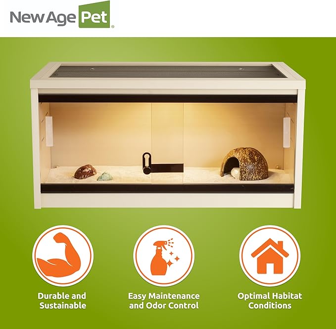 New Age Pet ECOFLEX 24-Inch Mojave Reptile Lounge in Maple - Durable Wood Plastic Composite Habitat with Ventilated Side Panels, Removable Sliding Glass Doors, and Mesh Screen Top-Ruum Studio Home