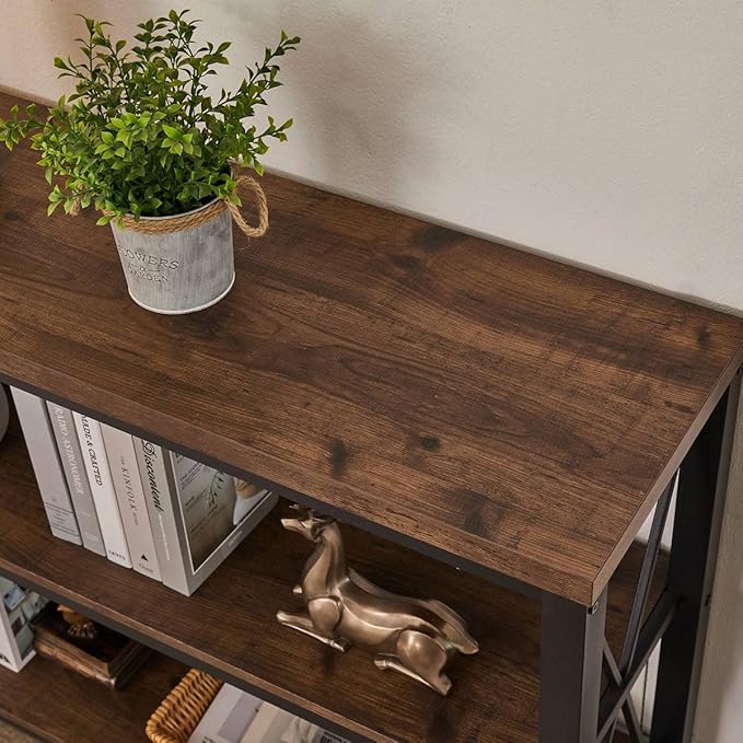 BON AUGURE Rustic Entryway Table, Farmhouse Hallway Table, Console Tables for Entryway, 3 Tier Sofa Tables for Living Room, Industrial Entry Table (47 Inch, Rustic Oak)-Ruum Studio Home