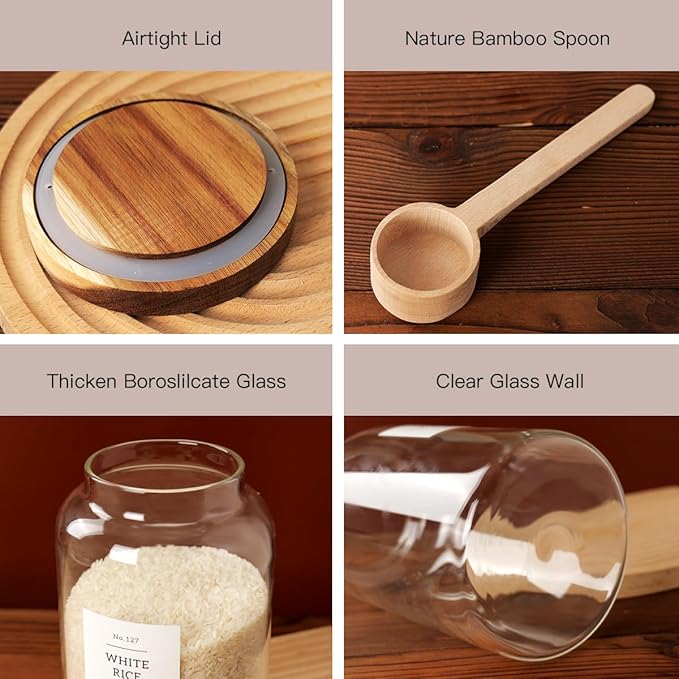 2 PCS Large Glass Jar with Airtight Lid, Glass Food Storage Jars for Tea,Spice,Cereal, Egg,Flour,Coffee and More(98 FL OZ/2800 ml)-Ruum Studio Home
