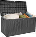 80 Gallon Plus Outdoor Storage Box Waterproof Lockable Resin Deck Box Large, Patio Storage Bin for Pool Accessories Cushion Furniture, Garden Tools, UV-Resistant Outside Delivery Black-Ruum Studio Home