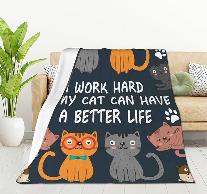 HGOD DESIGNS Cats Throw Blanket Funny Cat Blanket Animals Pet Pattern s Flannel Soft Warm Cozy Fuzzy 40"x50" Throw Blanket for for Women and Men-Ruum Studio Home