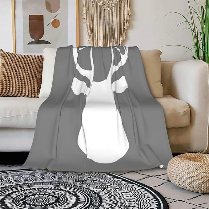 HGOD DESIGNS Deer Flannel Fleece Bed Blanket 40 x 50 inch Woodland Deer Head Throw Blanket Lightweight Cozy Plush Blanket for Bedroom Living Rooms Sofa Couch-Ruum Studio Home